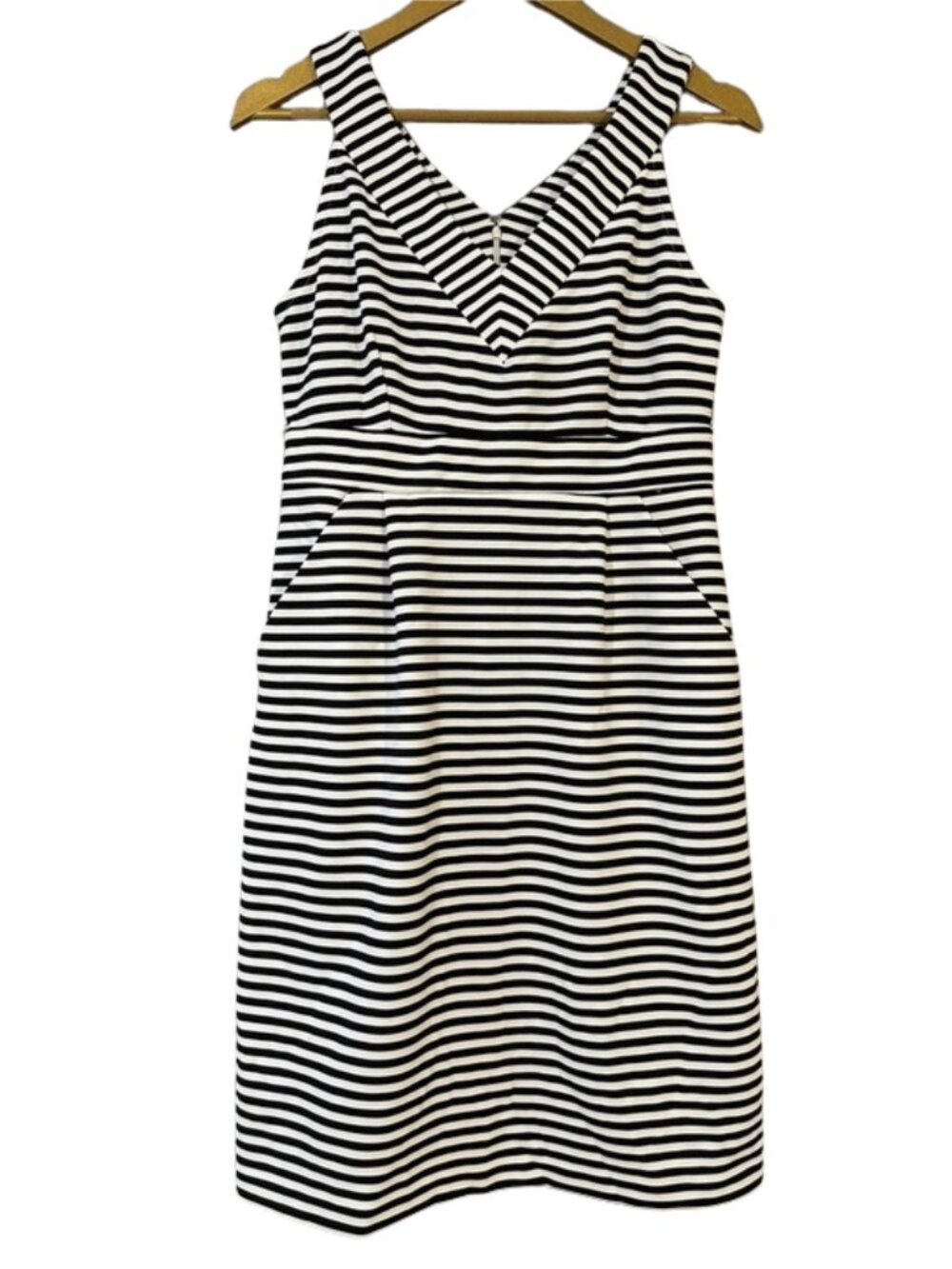 Motherhood Maternity Black & White Striped V-Neck Midi Sleeveless Dress